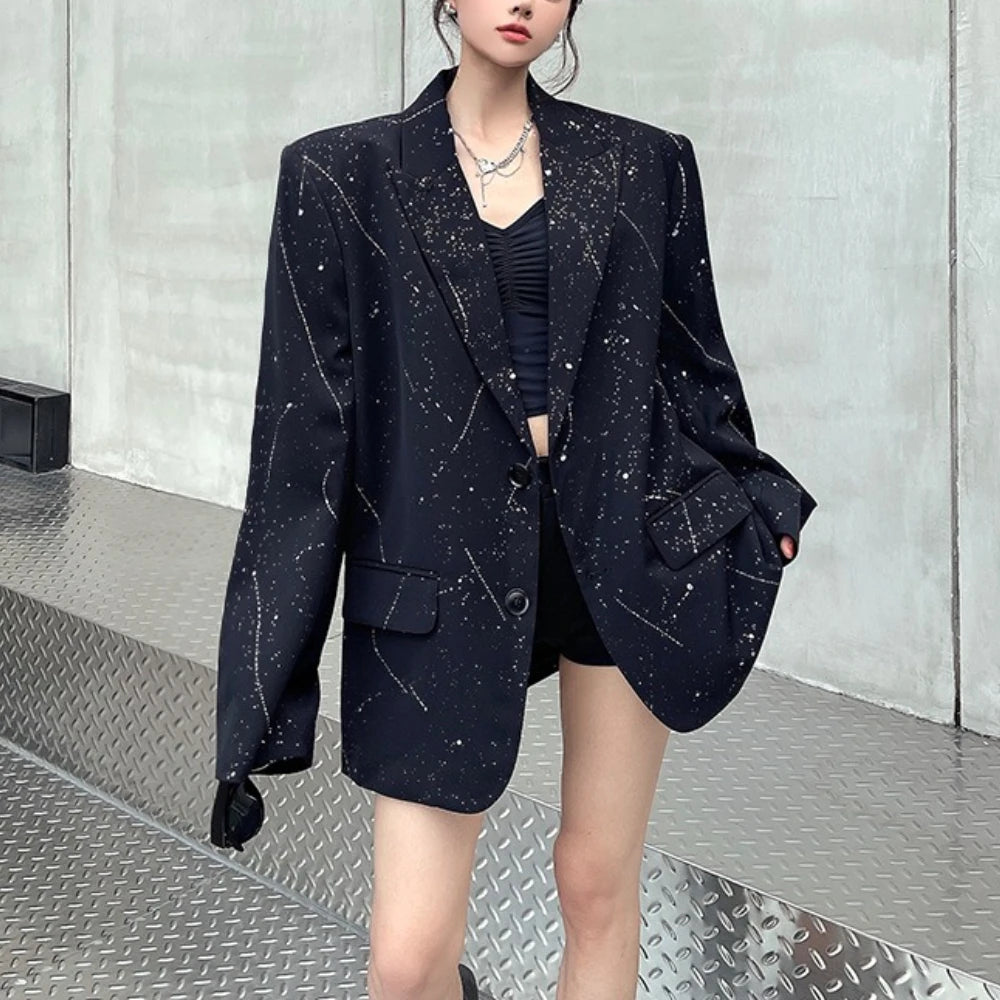 Speckled Notched-Lapel Blazer