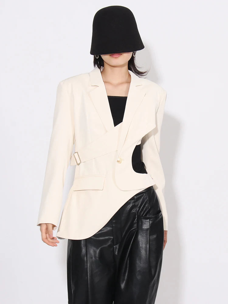 Cutout-Waist Asymmetric Blazer