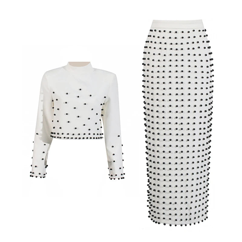 Embellished Top and Long Skirt Set