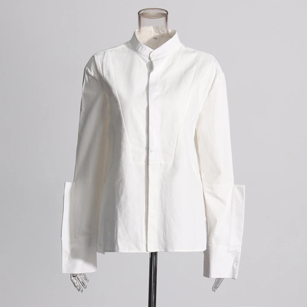 Stand-Collar Long-Sleeve Shirt