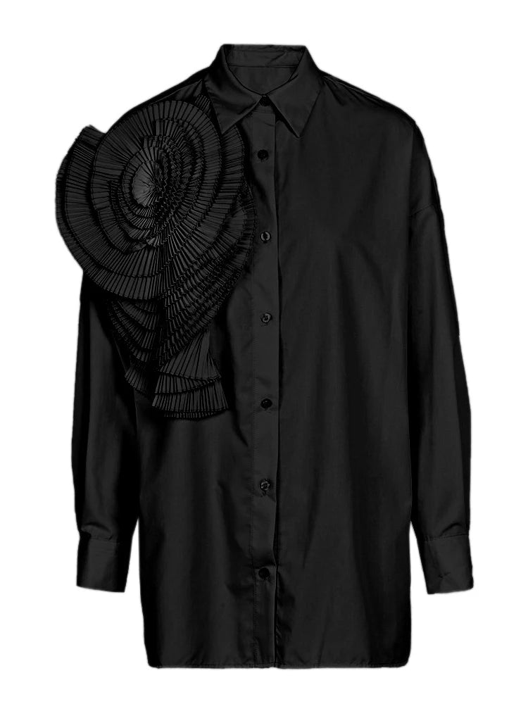 Oversized Floral Applique Shirt