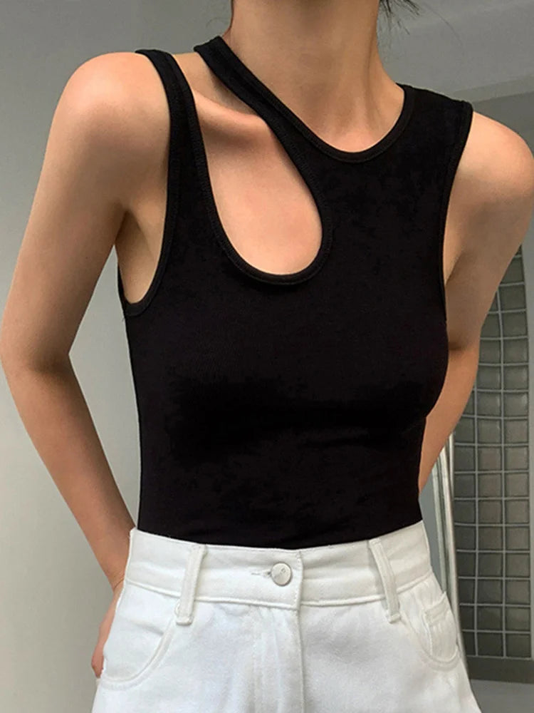 Cutout-Neck Sleeveless Tank Top