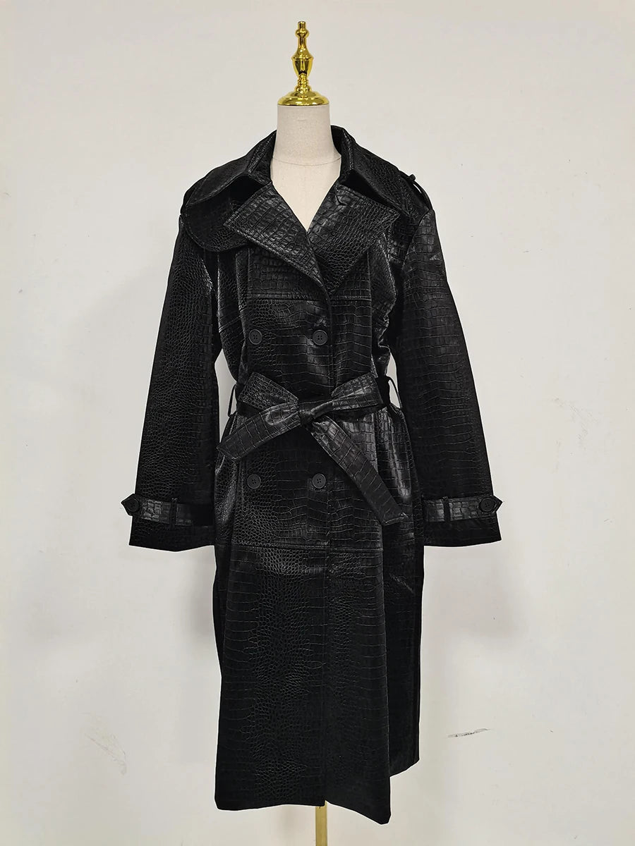 Glossy Longline Trench Coat