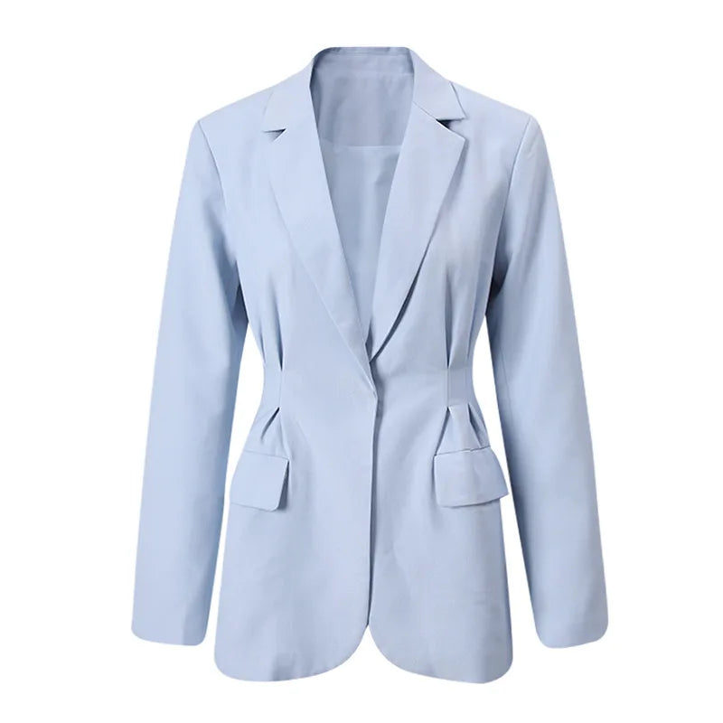 Gathered-Waist Tailored Blazer
