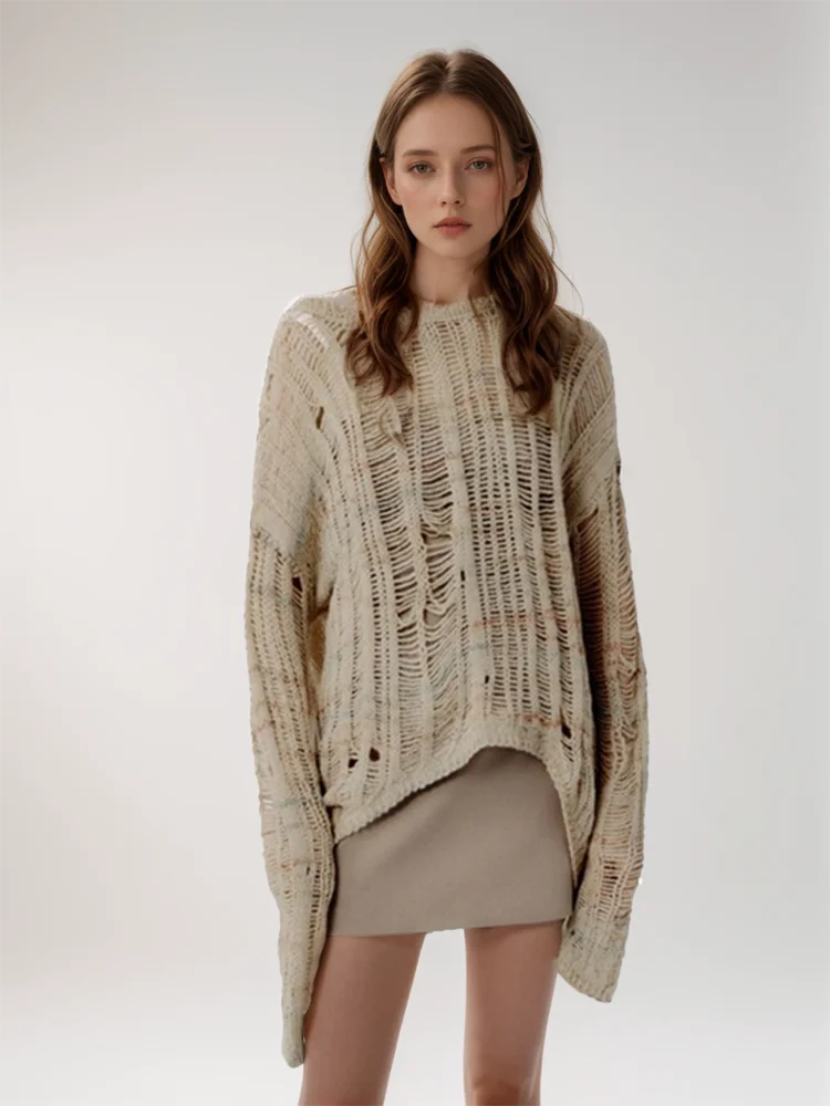 Openwork Long-Sleeve Sweater