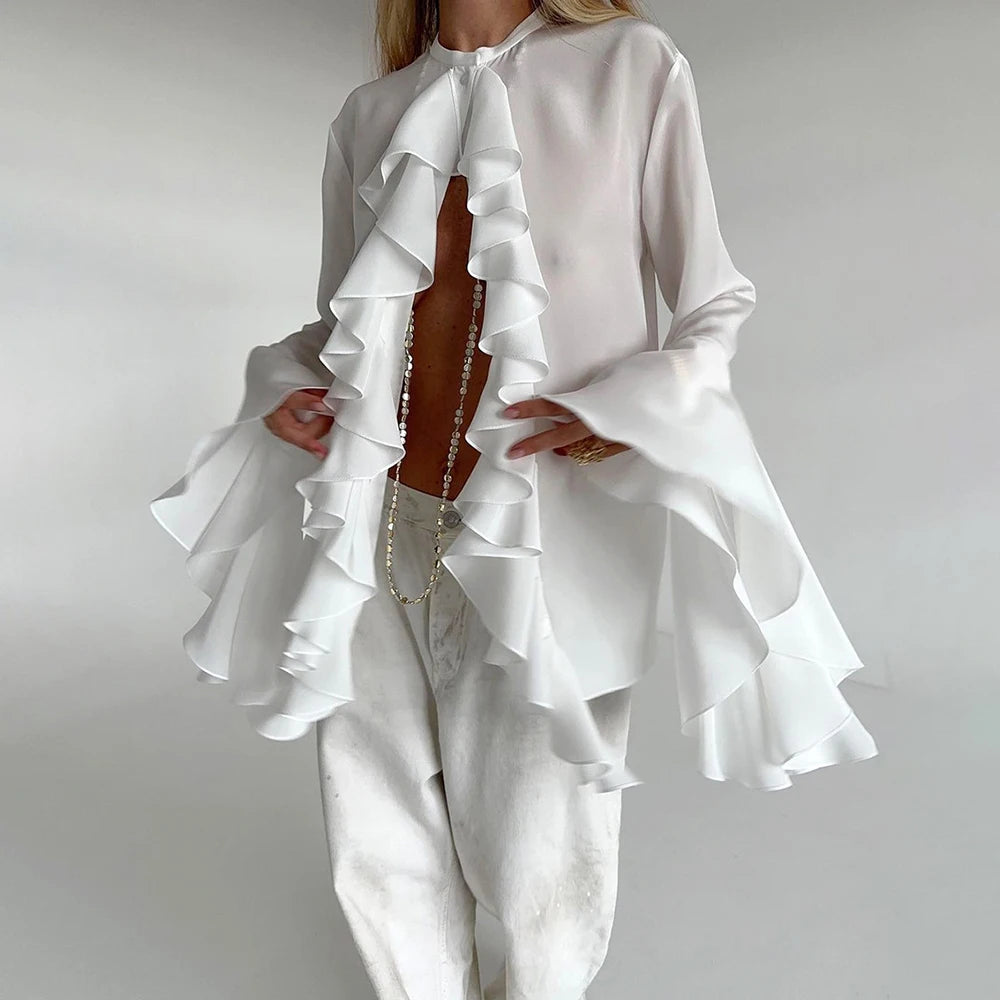 Ruffled Long-Sleeve Blouse