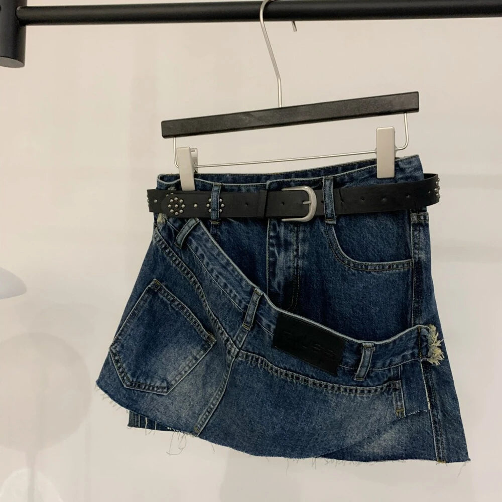Asymmetric Pocket Mini Skirt