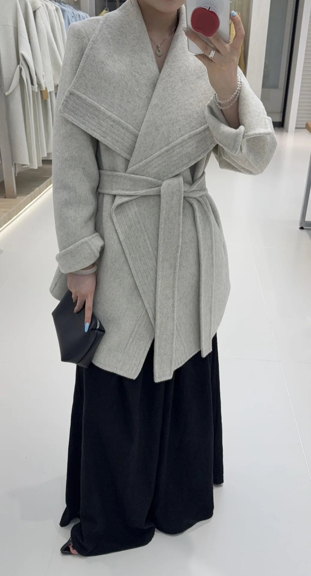Wide-Lapel Tie-Waist Coat