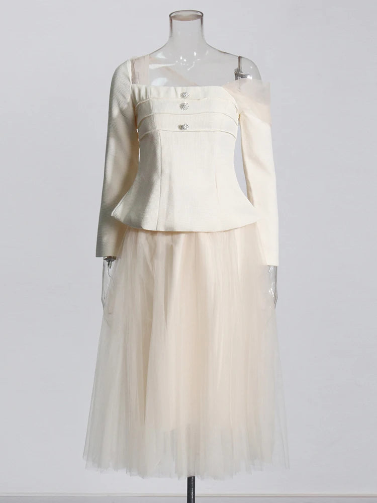 Asymmetric Top and Pleated Skirt Set