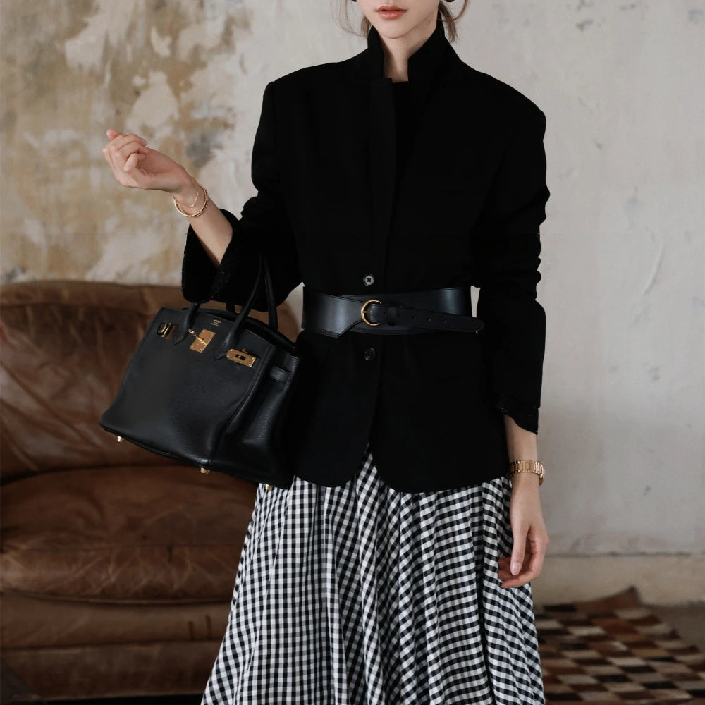 Stand-Collar Single-Breasted Jacket