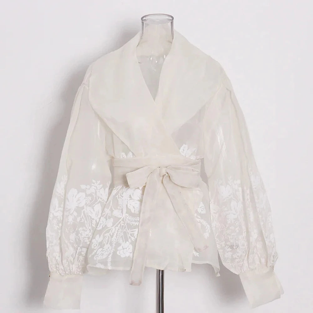 Floral Sheer Wrap Blouse