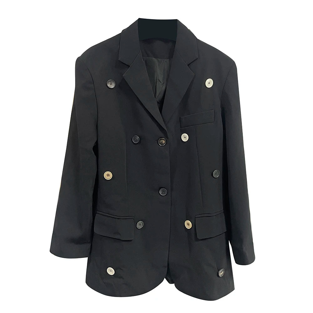 Mixed-Button Double-Breasted Blazer