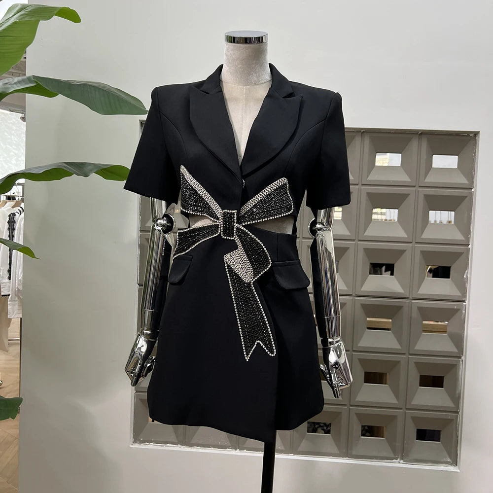 Bow-Detail Cutout Mini Dress