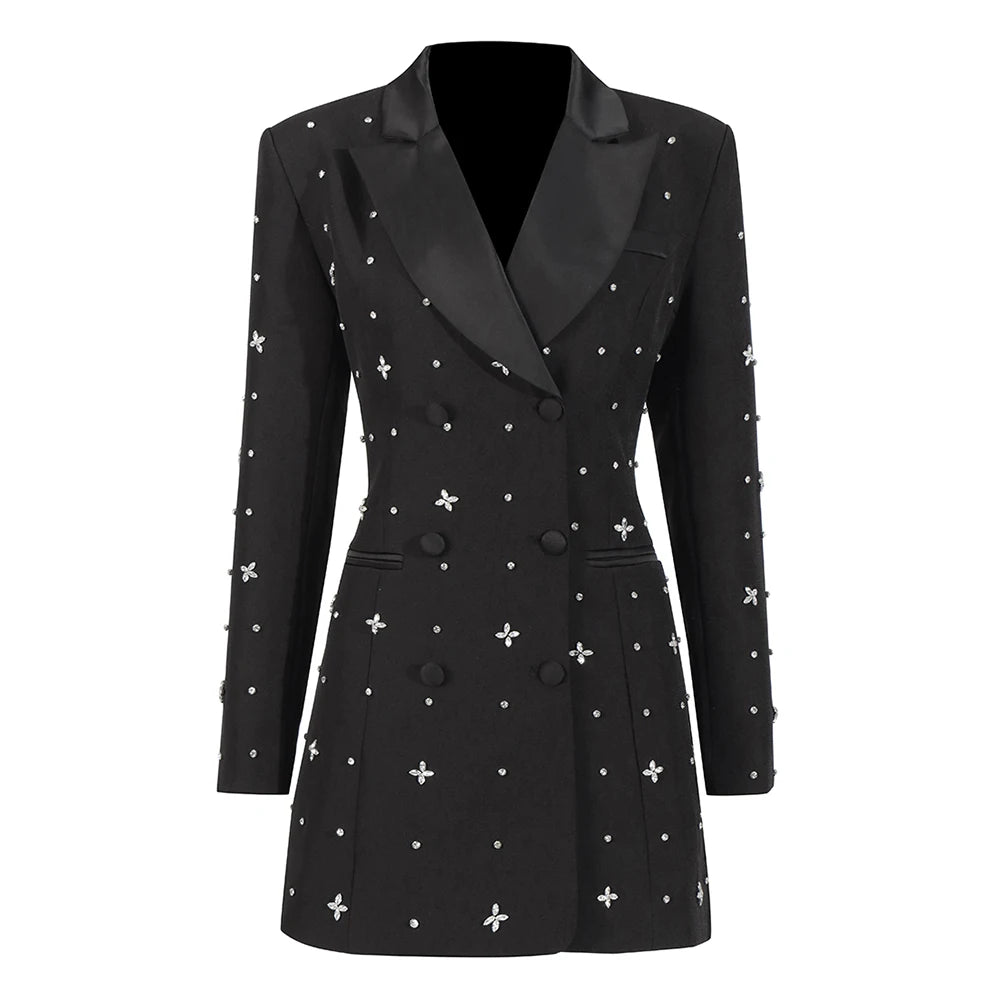 Star-Embellished Longline Blazer