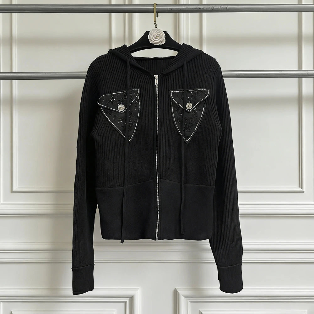 Ribbed Zip-Front Cardigan