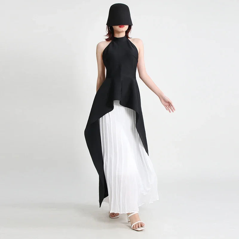 Halter Top and Pleated Skirt Set