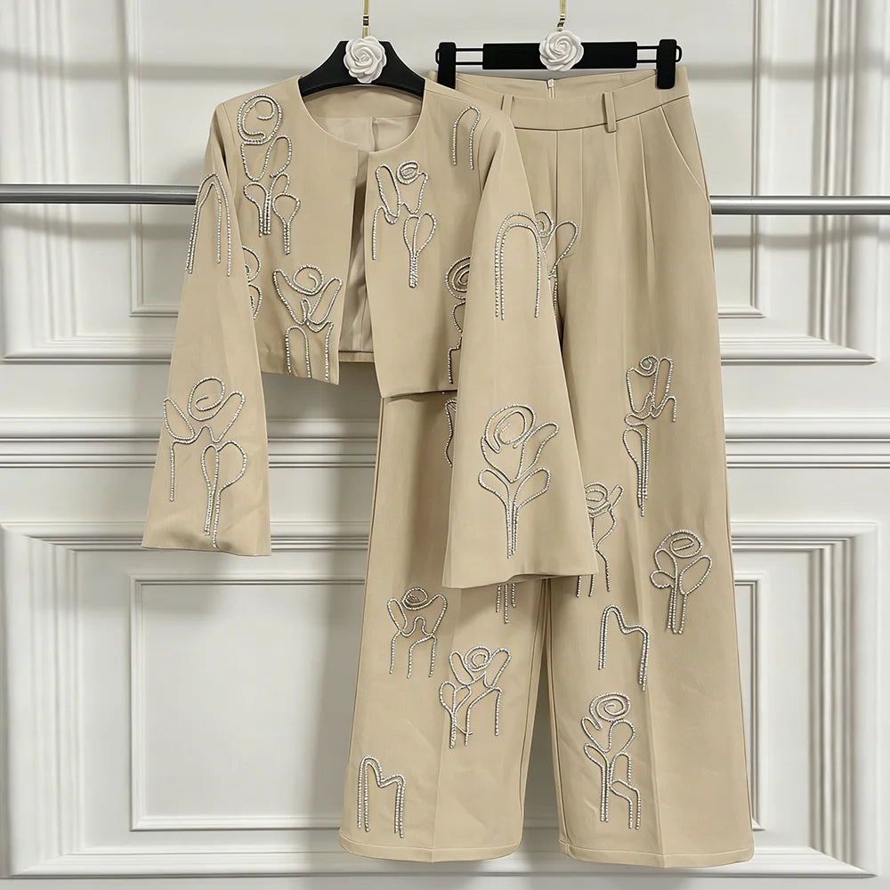 Embellished Jacket and Pants Set