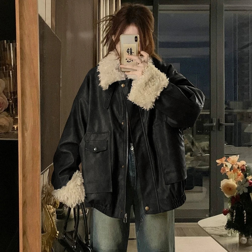 Fluffy-Trim Relaxed Jacket