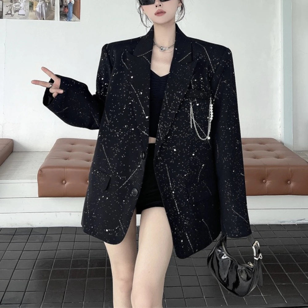 Embellished Notched-Lapel Blazer