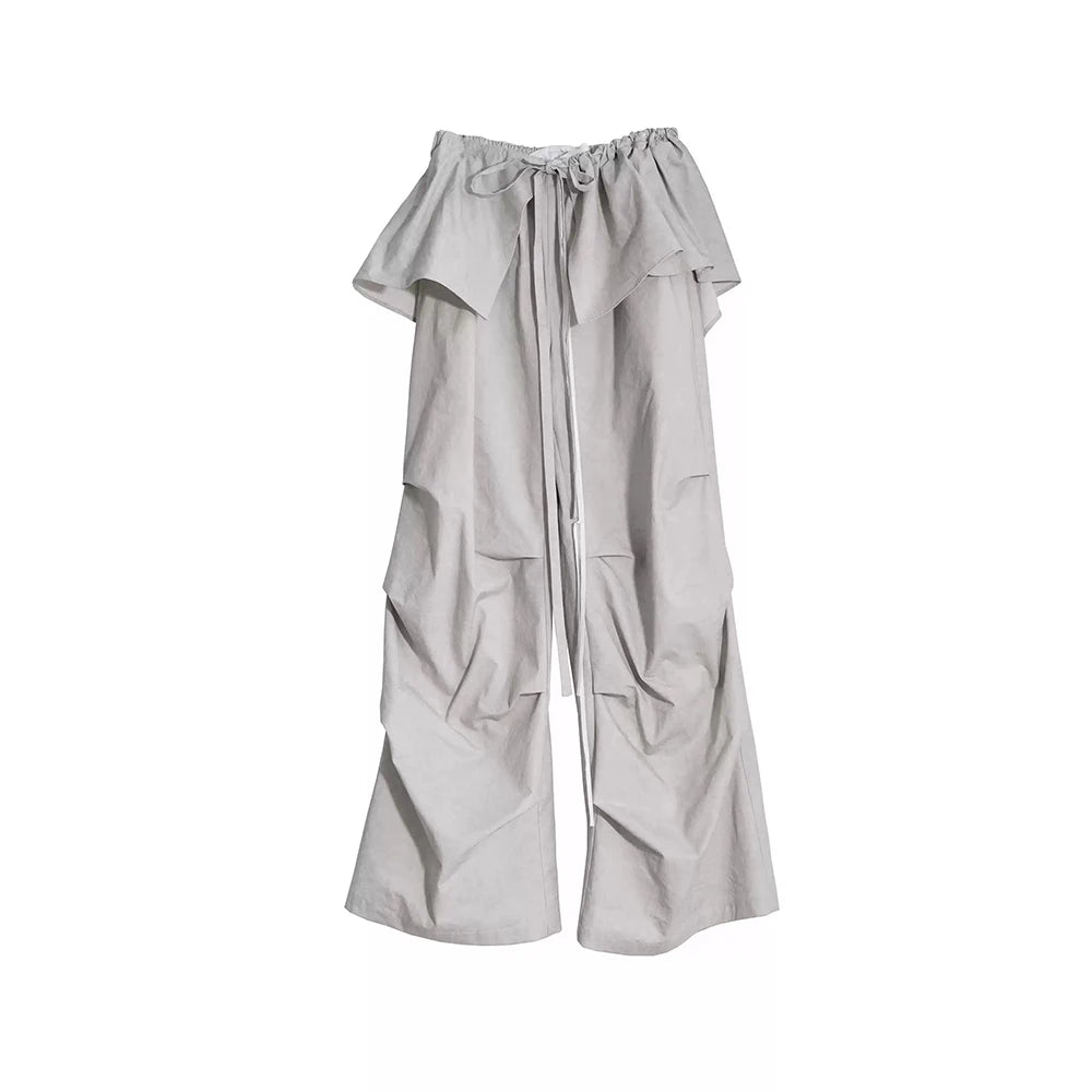 Layered-Panel Wide-Leg Pants