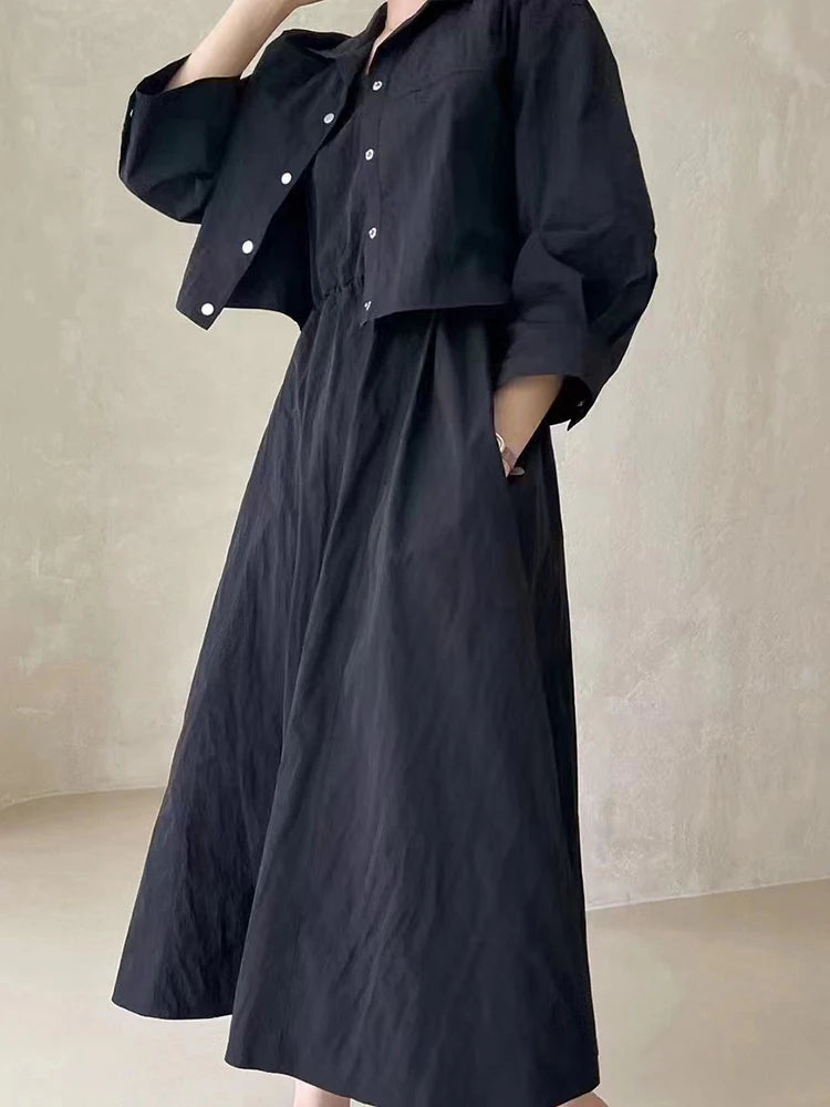 Cropped Jacket and Flared Dress Set