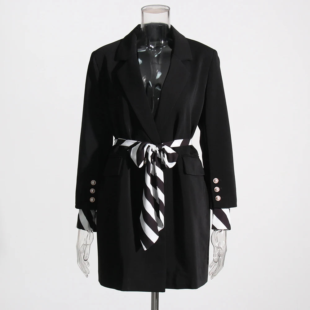 Striped-Trim Longline Blazer
