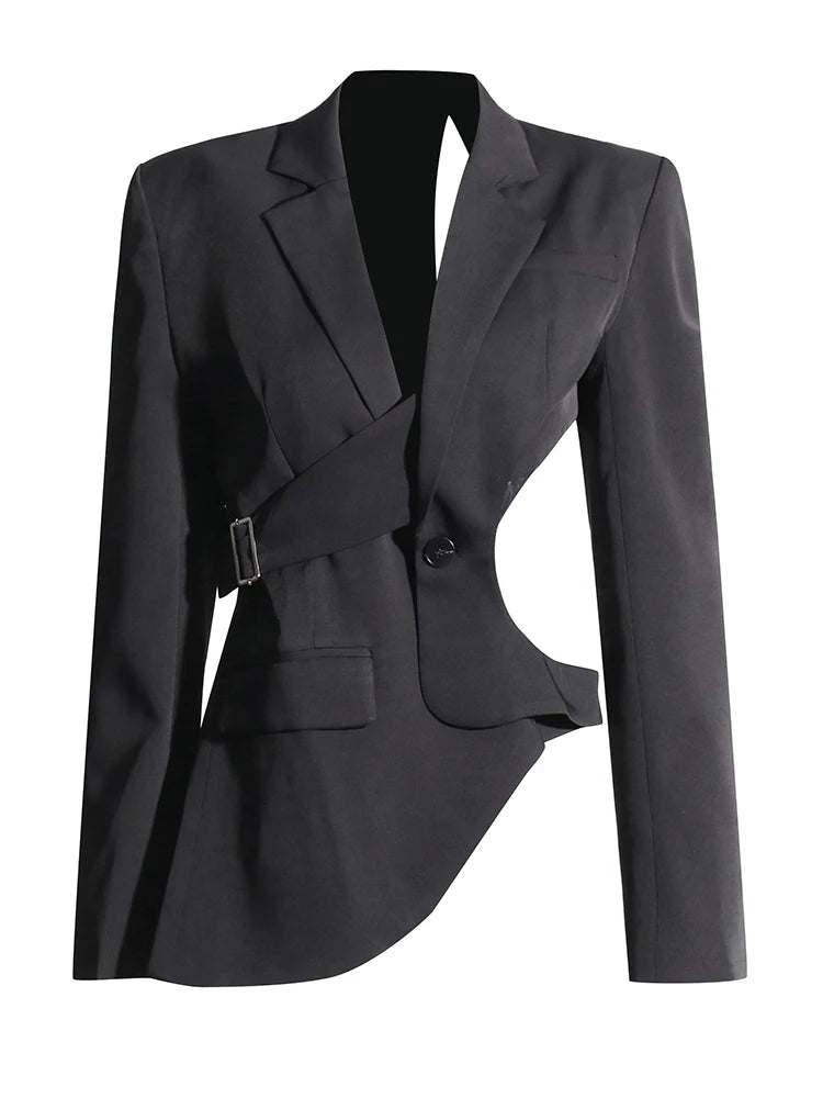 Cutout-Waist Asymmetric Blazer