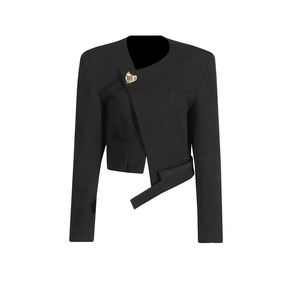 Asymmetric-Hem Cropped Jacket