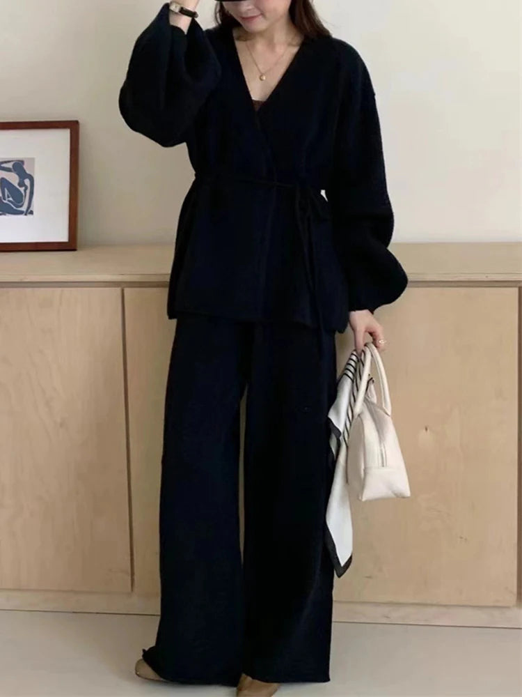 Tie-Side Sweater and Pants Set