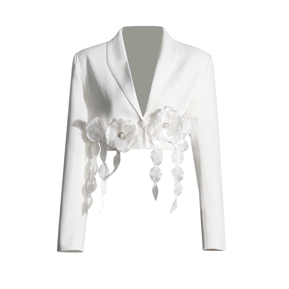 Floral Applique Cropped Blazer