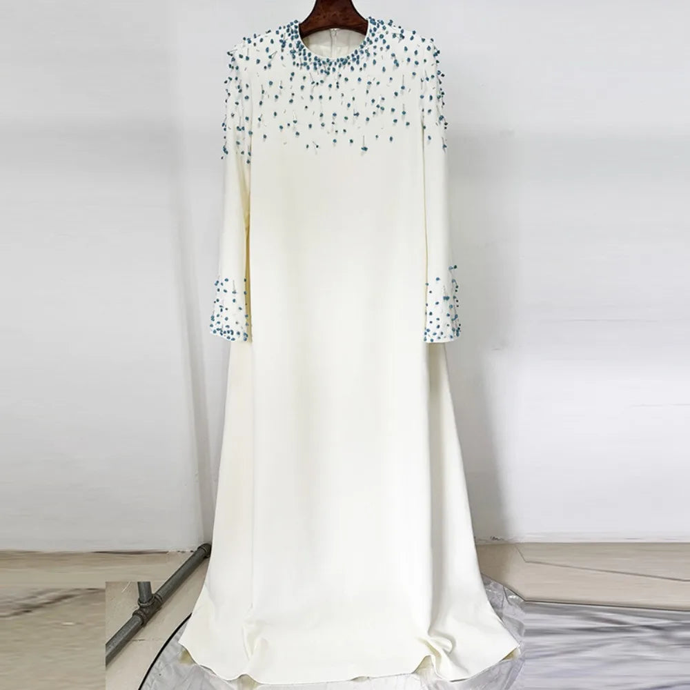 Embellished High-Neck Long Dress