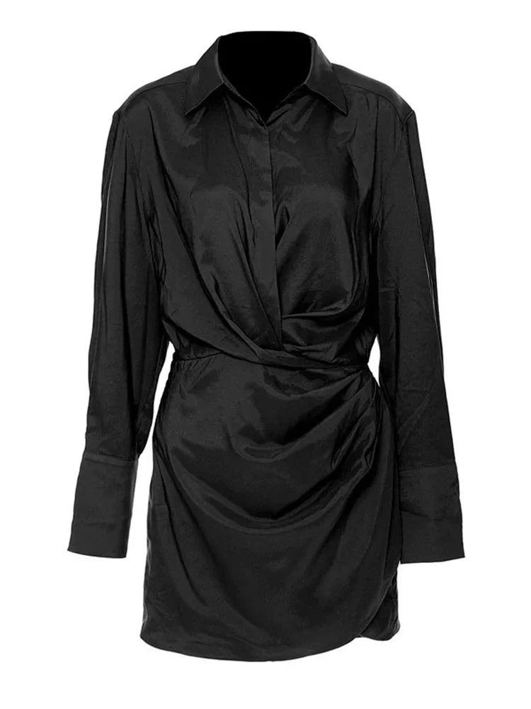 Draped-Waist Mini Shirt Dress
