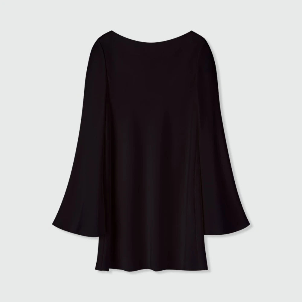 Boat-Neck Flared-Sleeve Blouse