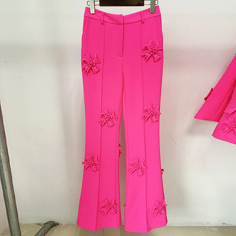 Floral Applique Flared Pants
