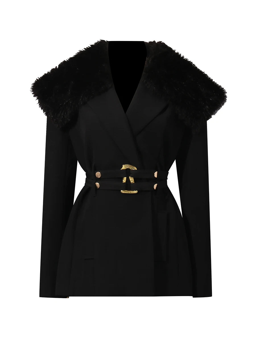 Shaggy-Collar Tailored Jacket