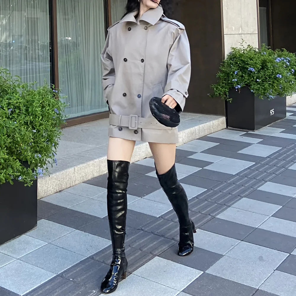 Double-Breasted Stand-Collar Jacket