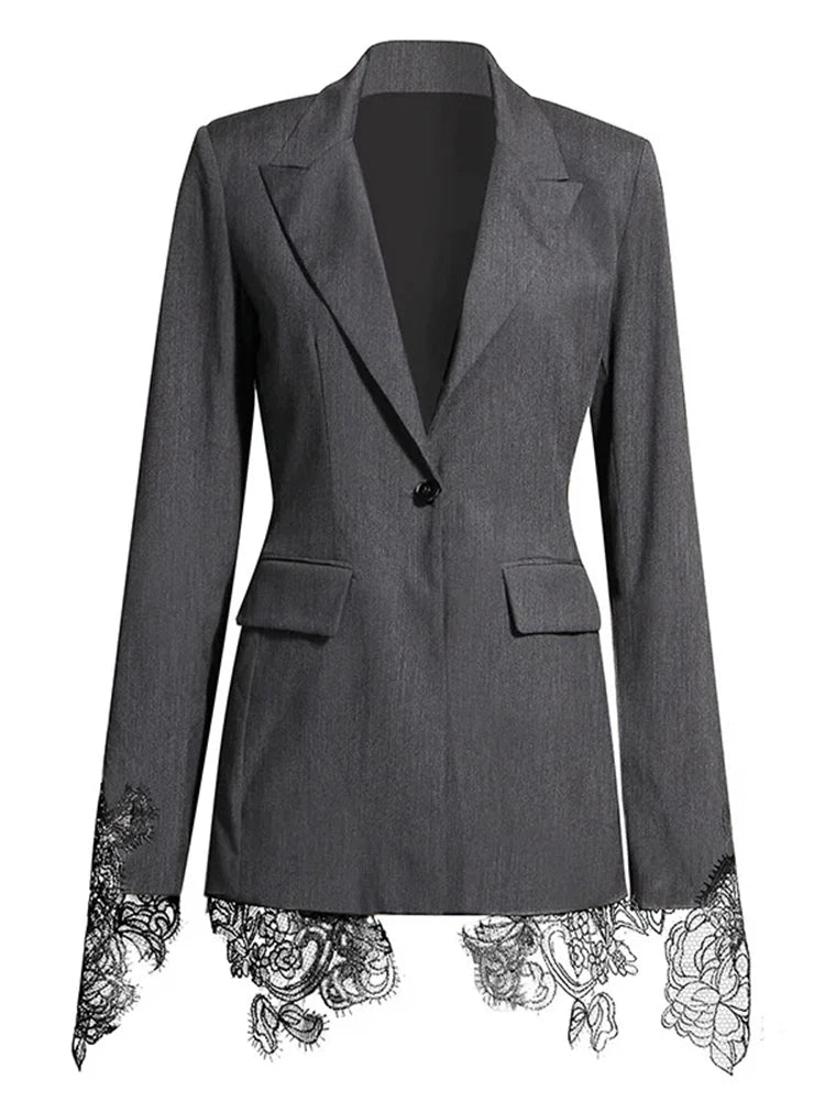 Lace-Hem Tailored Blazer