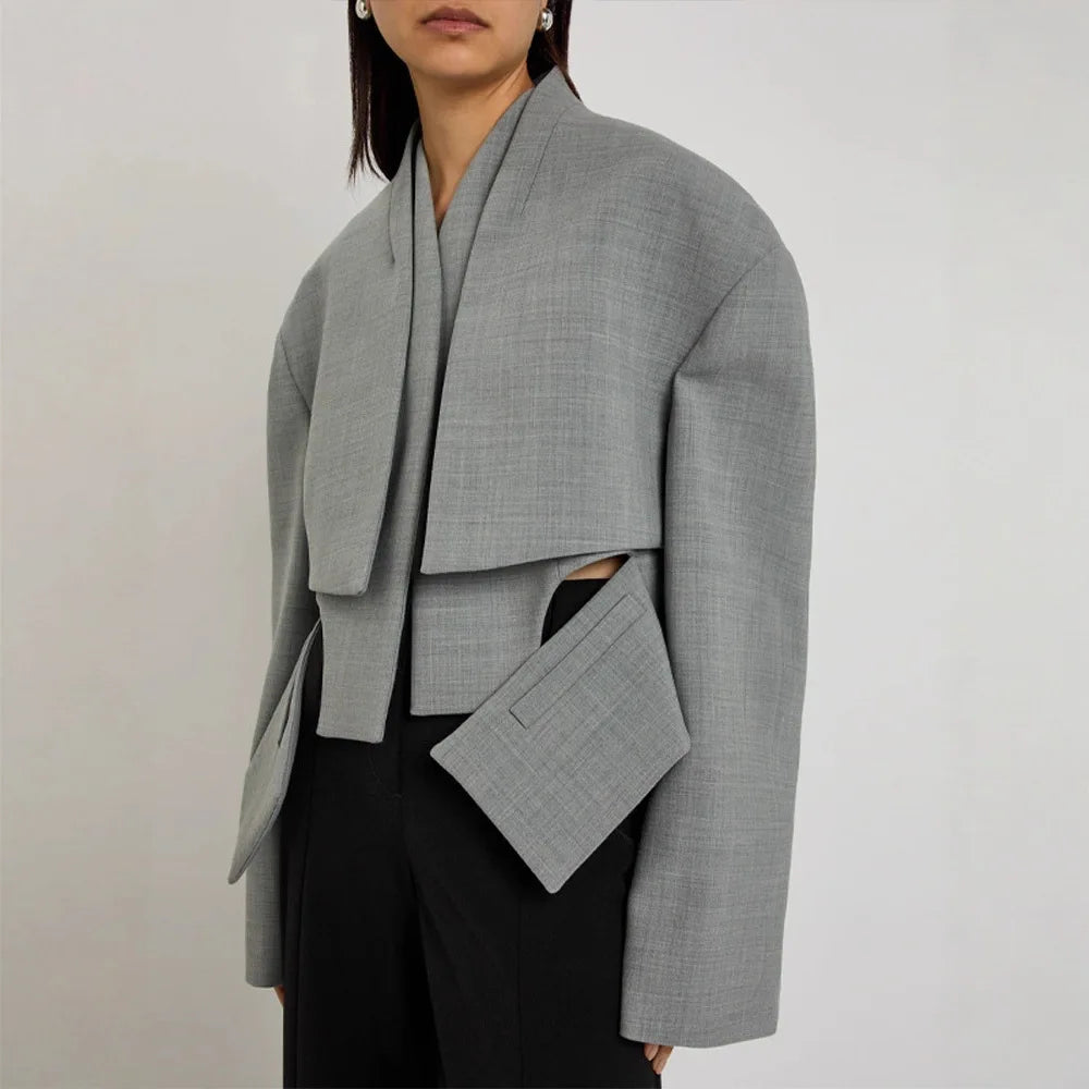 Asymmetric Cutout Cropped Jacket