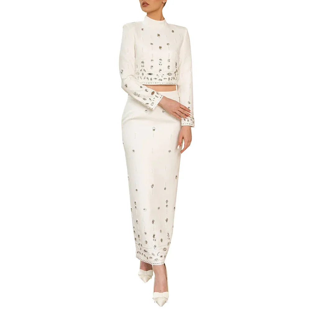 Embellished Top and Long Skirt Set