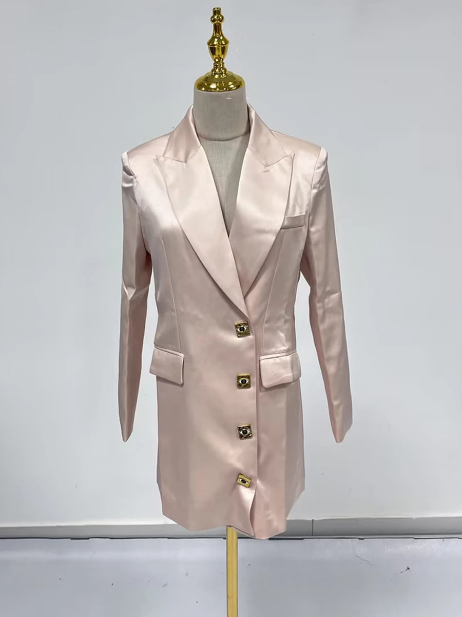 Fitted Longline Button Blazer
