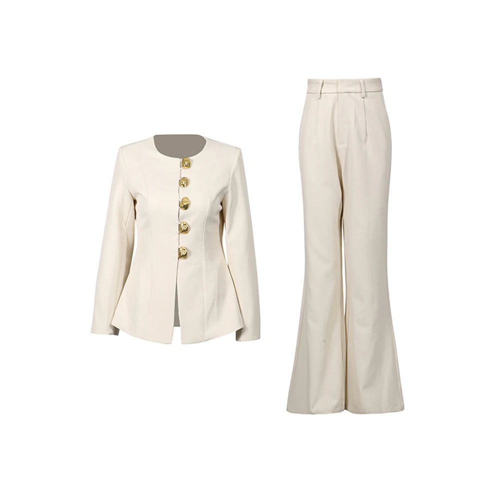 Button-Front Jacket and Pants Set