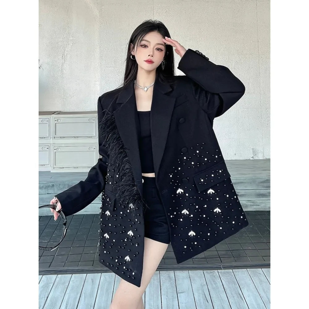 Embellished Oversized Longline Blazer
