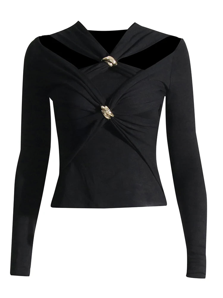 Crisscross Cutout Long-Sleeve Top