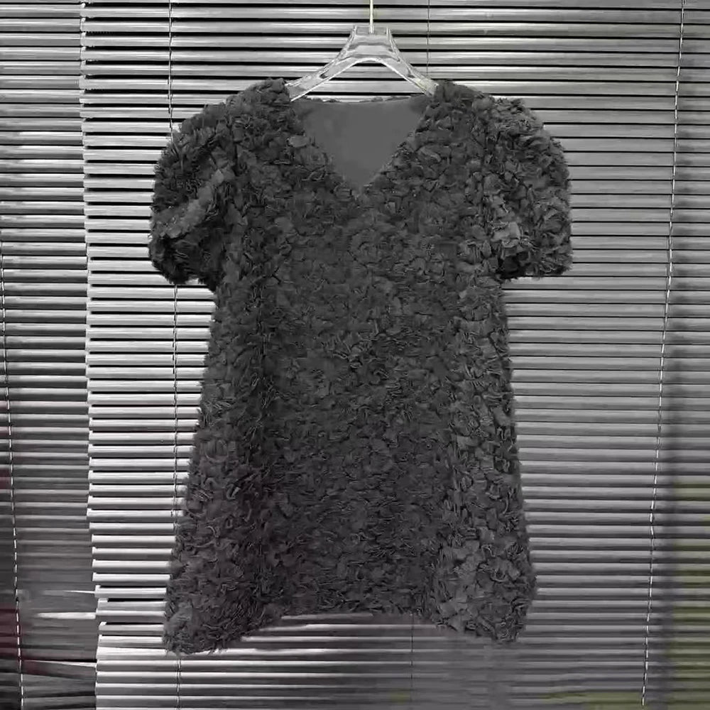 Textured Short-Sleeve Mini Dress