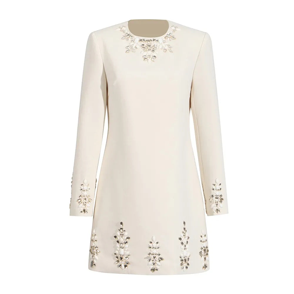 Embellished Long-Sleeve Mini Dress