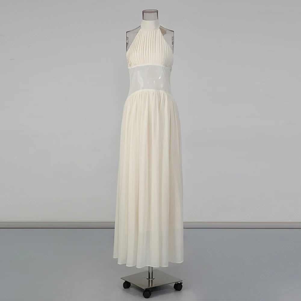 Pleated Halter Long Dress