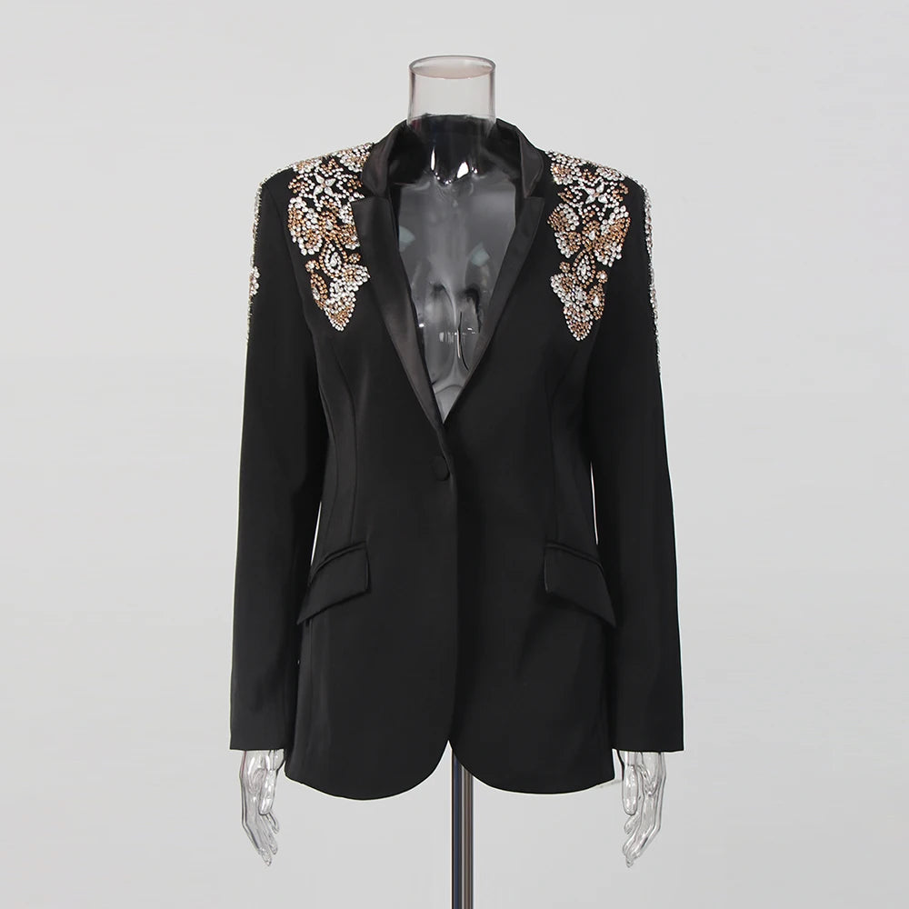 Embellished Shawl-Collar Blazer