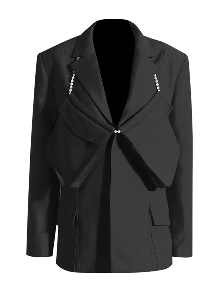 Bead-Detail Waist Blazer
