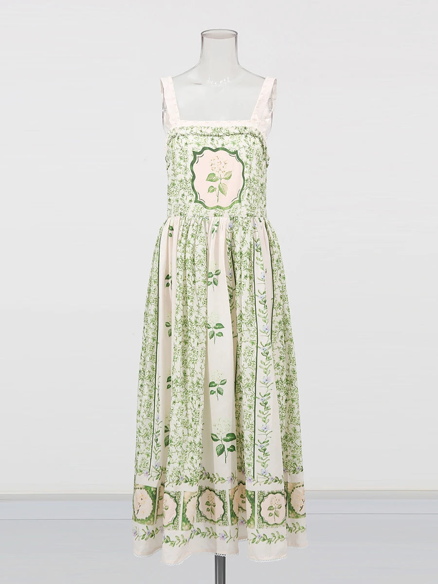 Floral Square-Neck Strap Dress