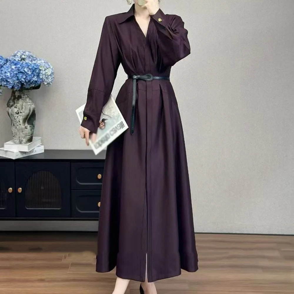 Long-Sleeve Collared Shirt Dress